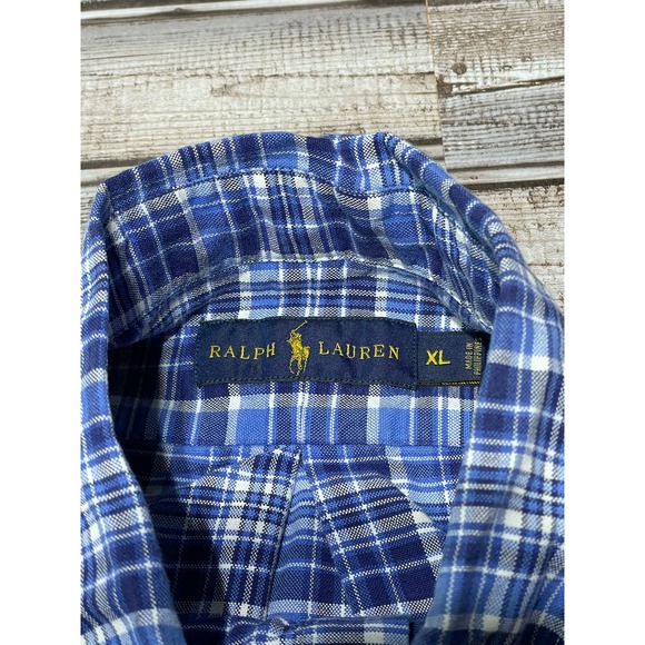 Ralph Lauren Long Sleeve Button Down Blue Brown Pony XL‎ - Picture 4 of 5